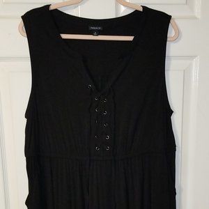 Torrid - Black Stretch Lace-up Shirt Dress